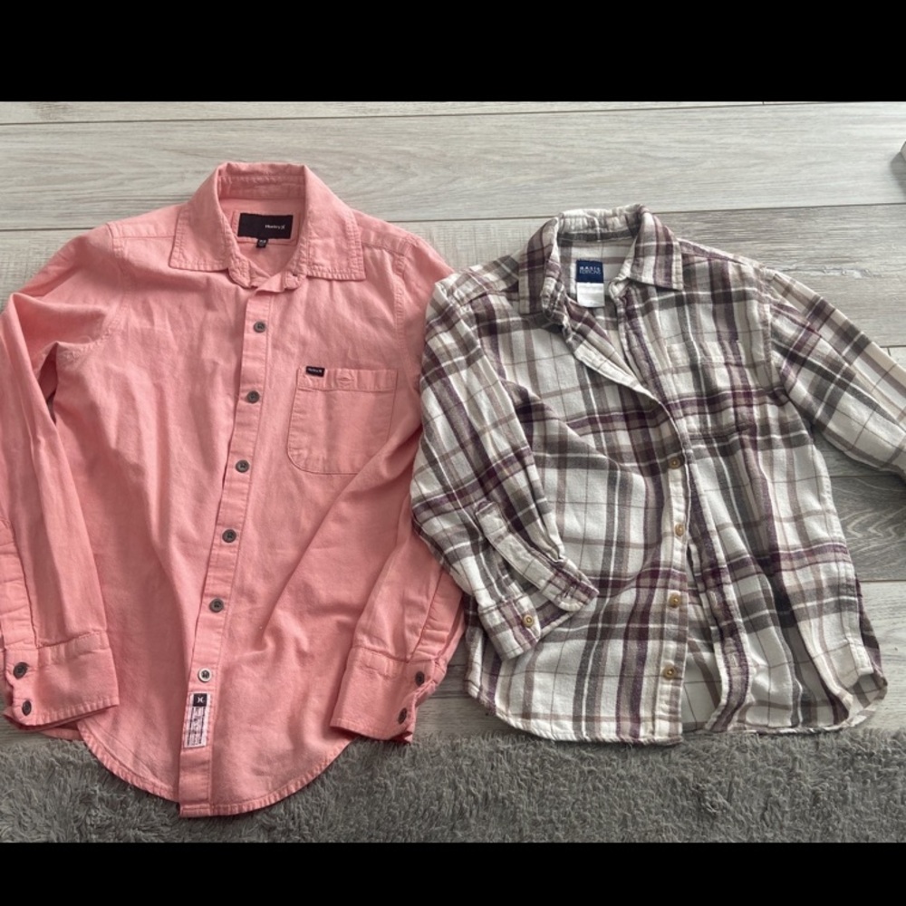 Button Down Shirts Boys Size small 6/7 Hurley Pink Basic Editions